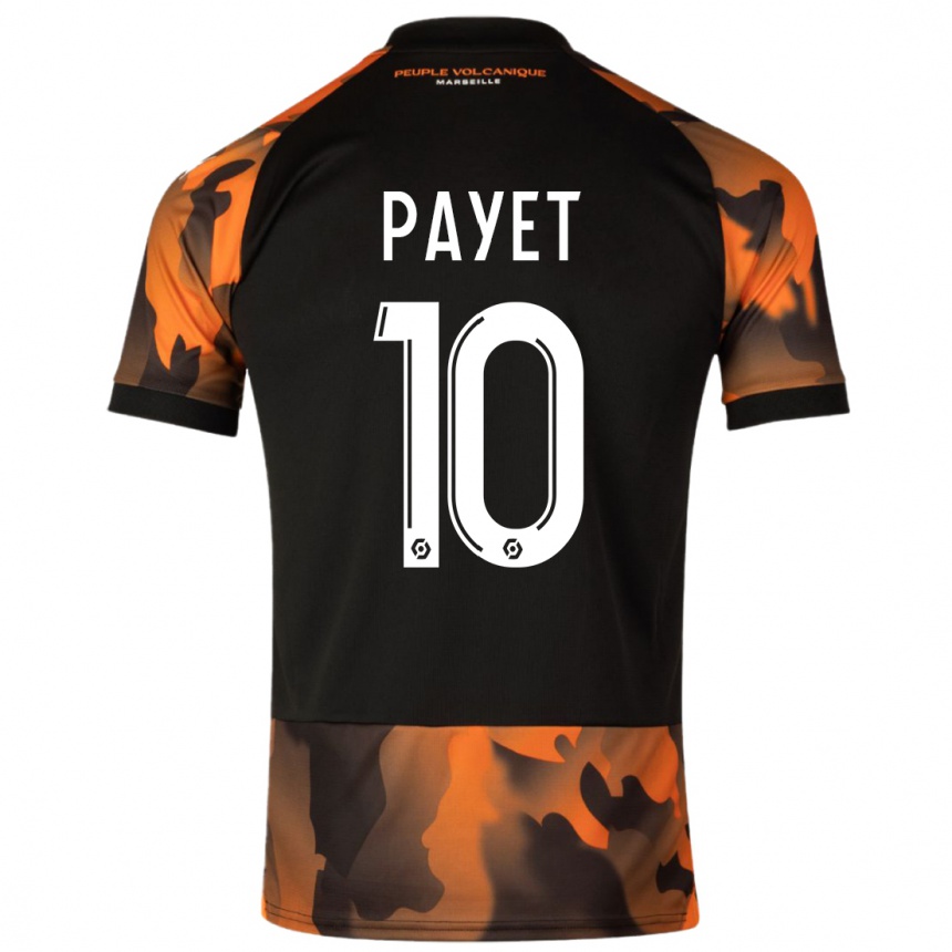 Niño Fútbol Camiseta Dimitri Payet #10 Negro Naranja Equipación Tercera 2023/24