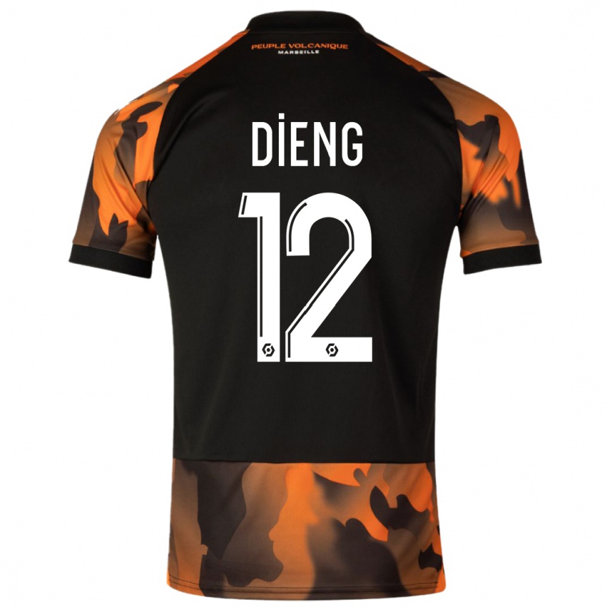 Niño Fútbol Camiseta Bamba Dieng #12 Negro Naranja Equipación Tercera 2023/24