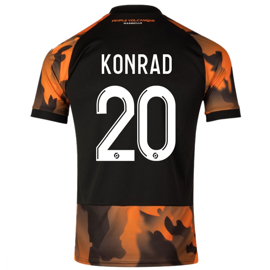 Niño Fútbol Camiseta Konrad De La Fuente #20 Negro Naranja Equipación Tercera 2023/24