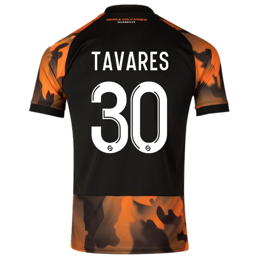 Niño Fútbol Camiseta Nuno Tavares #30 Negro Naranja Equipación Tercera 2023/24