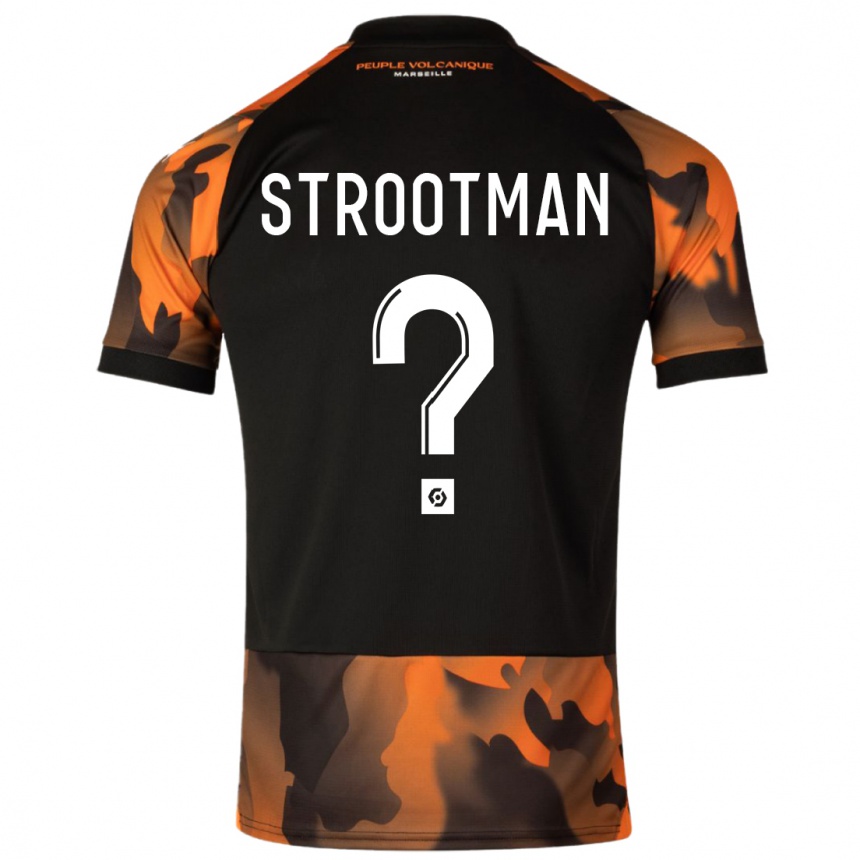 Niño Fútbol Camiseta Kevin Strootman #0 Negro Naranja Equipación Tercera 2023/24