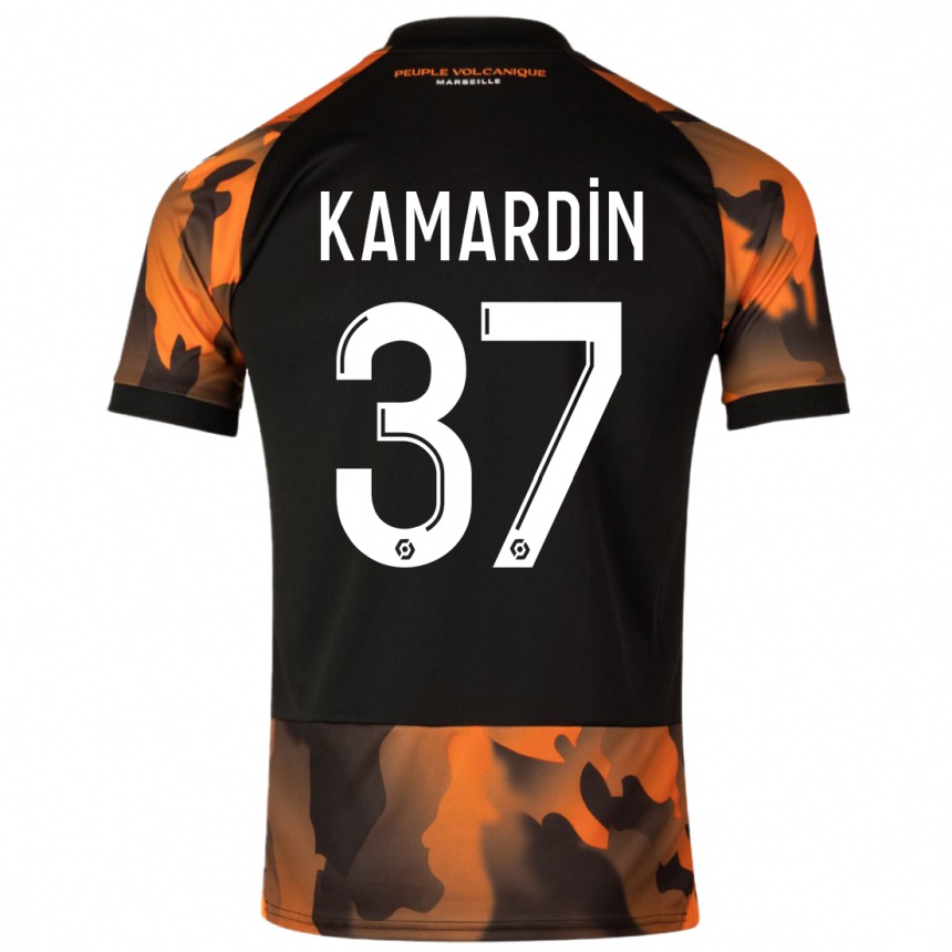 Niño Fútbol Camiseta Aaron Kamardin #37 Negro Naranja Equipación Tercera 2023/24