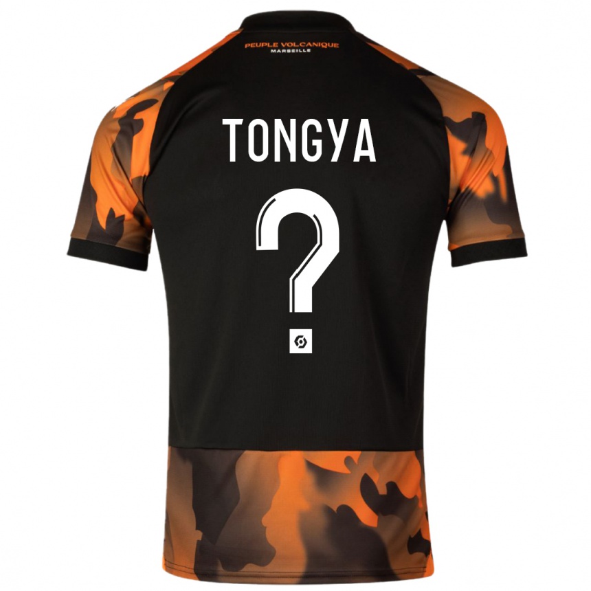 Niño Fútbol Camiseta Franco Tongya #0 Negro Naranja Equipación Tercera 2023/24