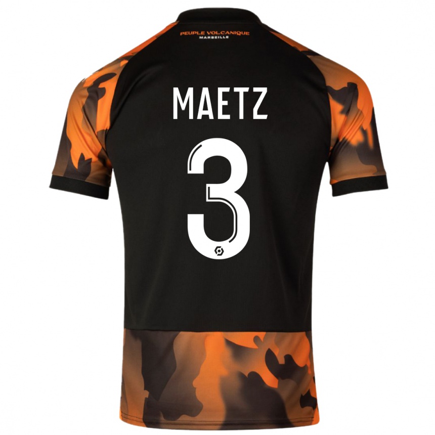 Niño Fútbol Camiseta Agathe Maetz #3 Negro Naranja Equipación Tercera 2023/24