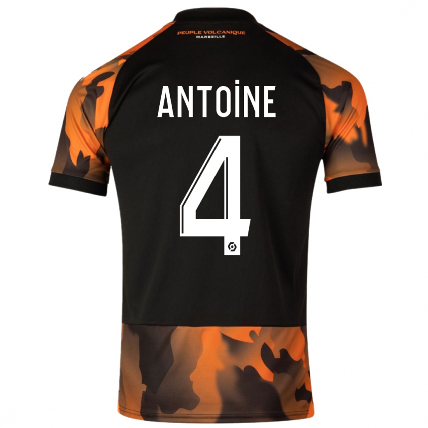 Niño Fútbol Camiseta Maud Antoine #4 Negro Naranja Equipación Tercera 2023/24