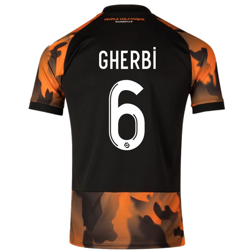 Niño Fútbol Camiseta Candice Gherbi #6 Negro Naranja Equipación Tercera 2023/24