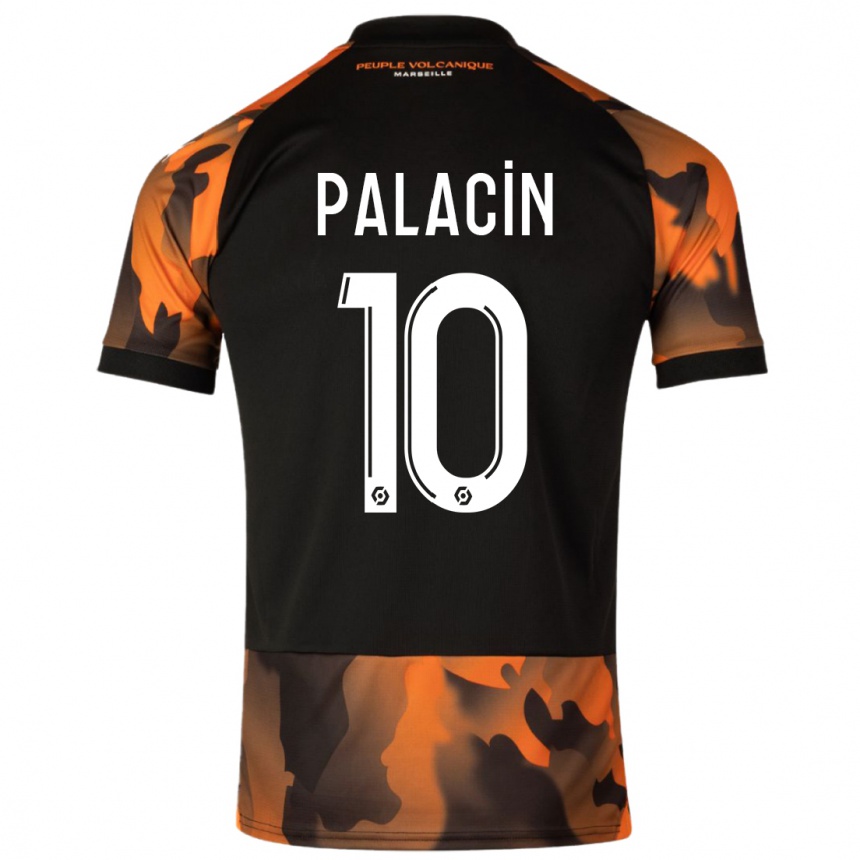 Niño Fútbol Camiseta Sara Palacin #10 Negro Naranja Equipación Tercera 2023/24