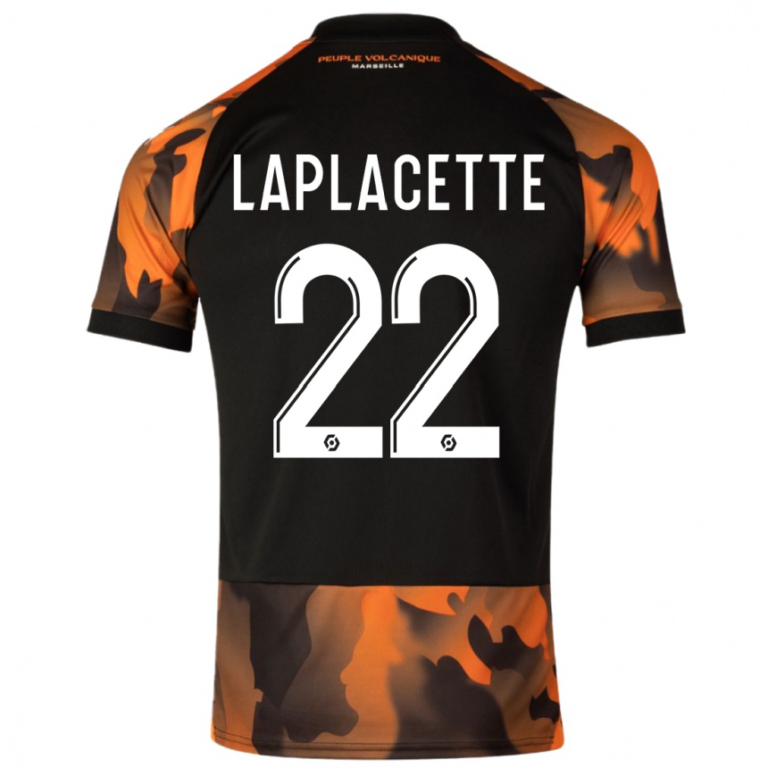 Niño Fútbol Camiseta Tess Laplacette #22 Negro Naranja Equipación Tercera 2023/24