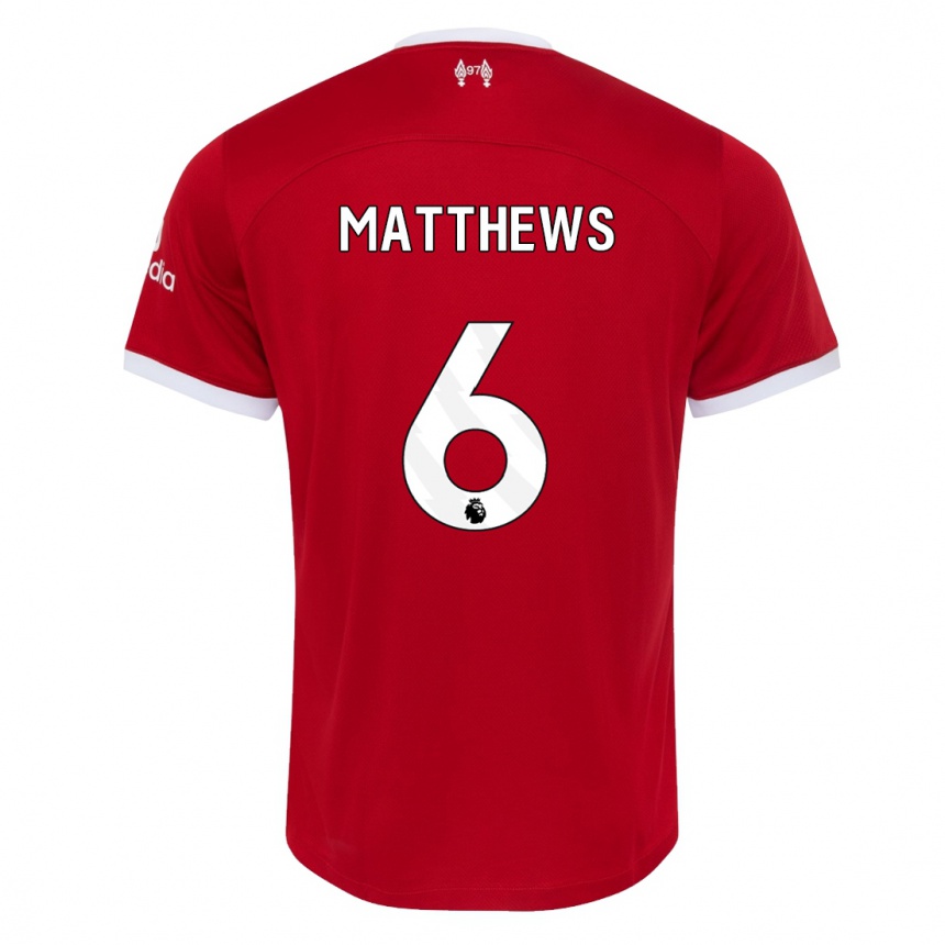 Hombre Fútbol Camiseta Jasmine Matthews #6 Rojo 1ª Equipación 2023/24
