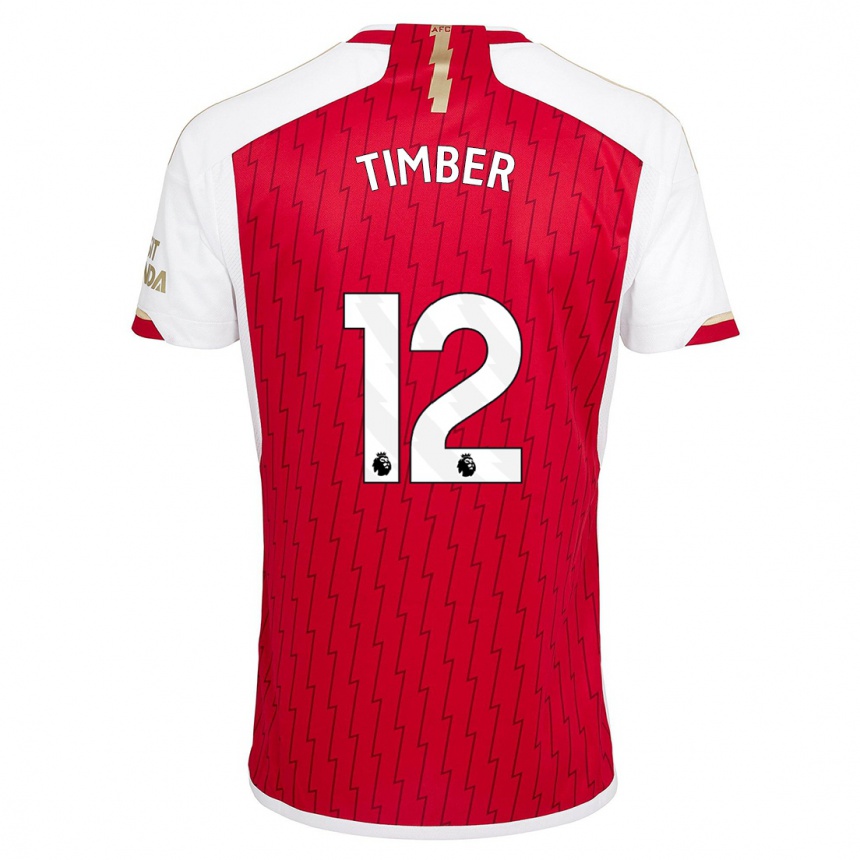 Hombre Fútbol Camiseta Jurrien Timber #12 Rojo 1ª Equipación 2023/24