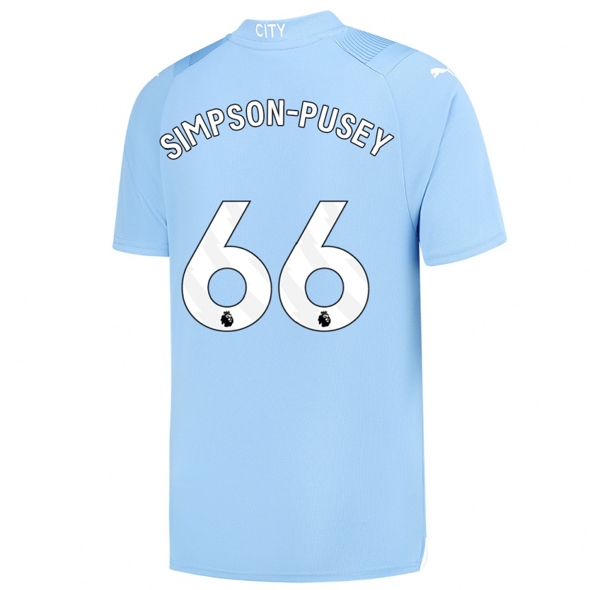 Hombre Fútbol Camiseta Jahmai Simpson-Pusey #66 Azul Claro 1ª Equipación 2023/24