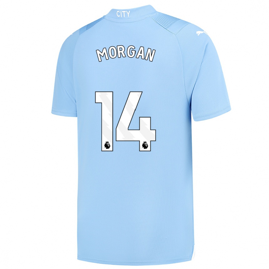 Hombre Fútbol Camiseta Esme Morgan #14 Azul Claro 1ª Equipación 2023/24