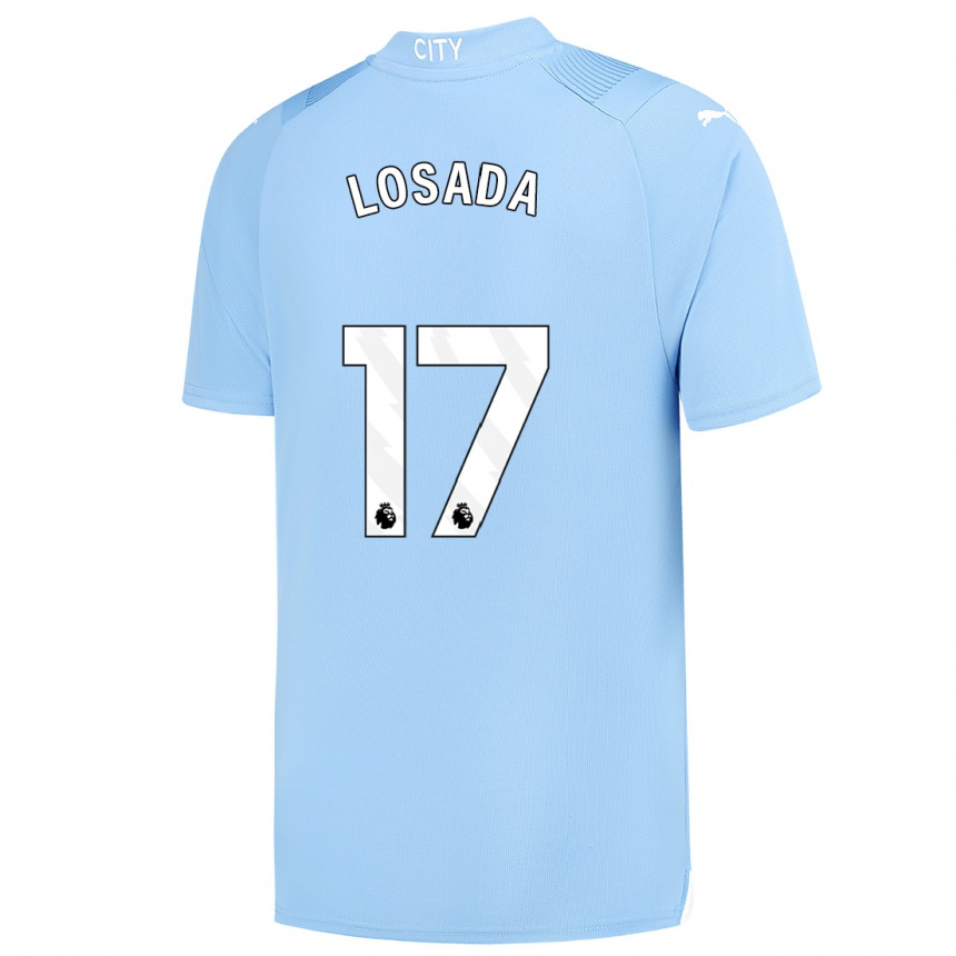 Hombre Fútbol Camiseta Vicky Losada #17 Azul Claro 1ª Equipación 2023/24