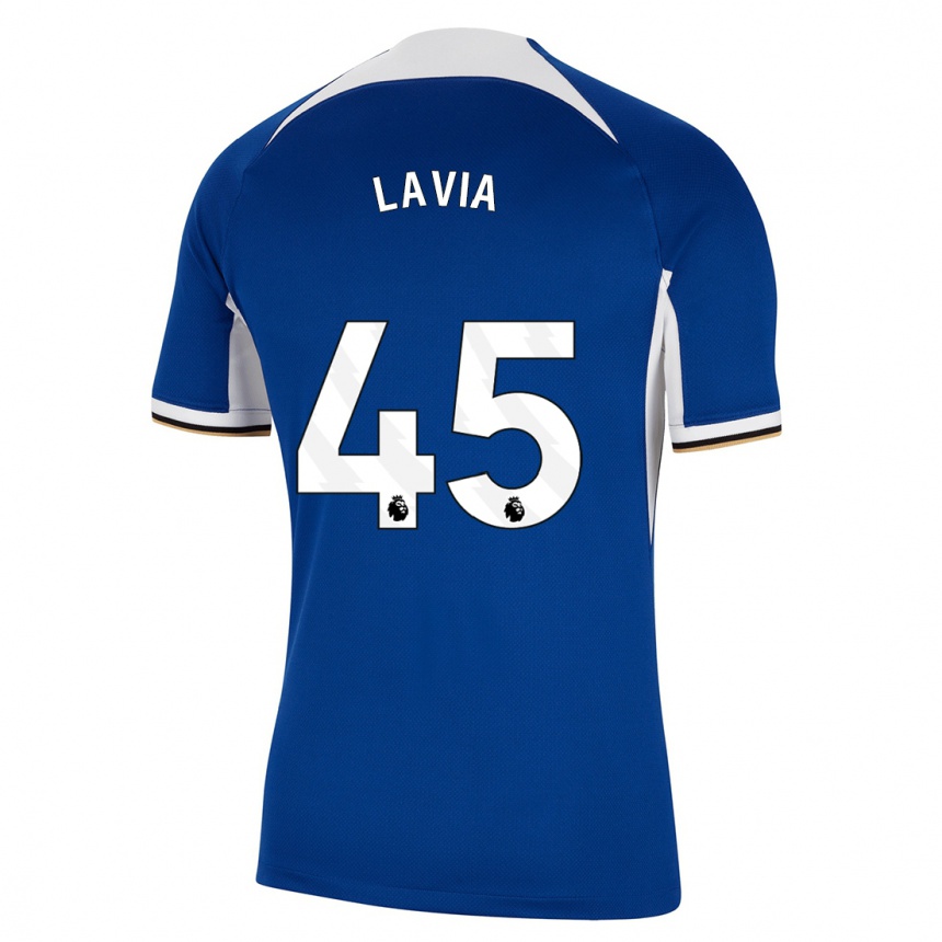 Hombre Fútbol Camiseta Roméo Lavia #45 Azul 1ª Equipación 2023/24