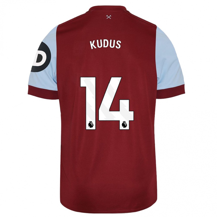 Hombre Fútbol Camiseta Mohammed Kudus #14 Granate 1ª Equipación 2023/24