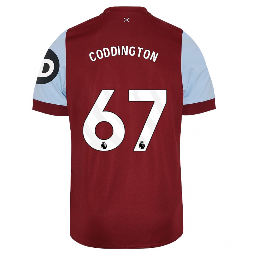 Hombre Fútbol Camiseta Remy Coddington #67 Granate 1ª Equipación 2023/24