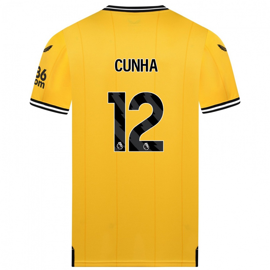 Hombre Fútbol Camiseta Matheus Cunha #12 Amarillo 1ª Equipación 2023/24