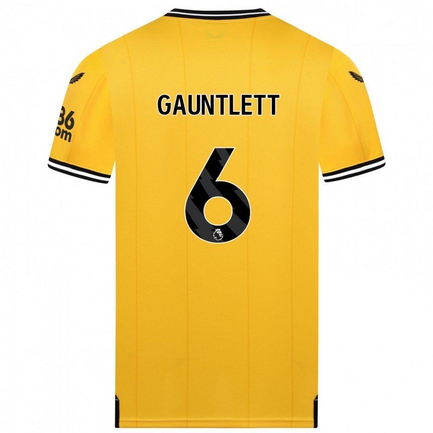 Hombre Fútbol Camiseta Maz Gauntlett #6 Amarillo 1ª Equipación 2023/24