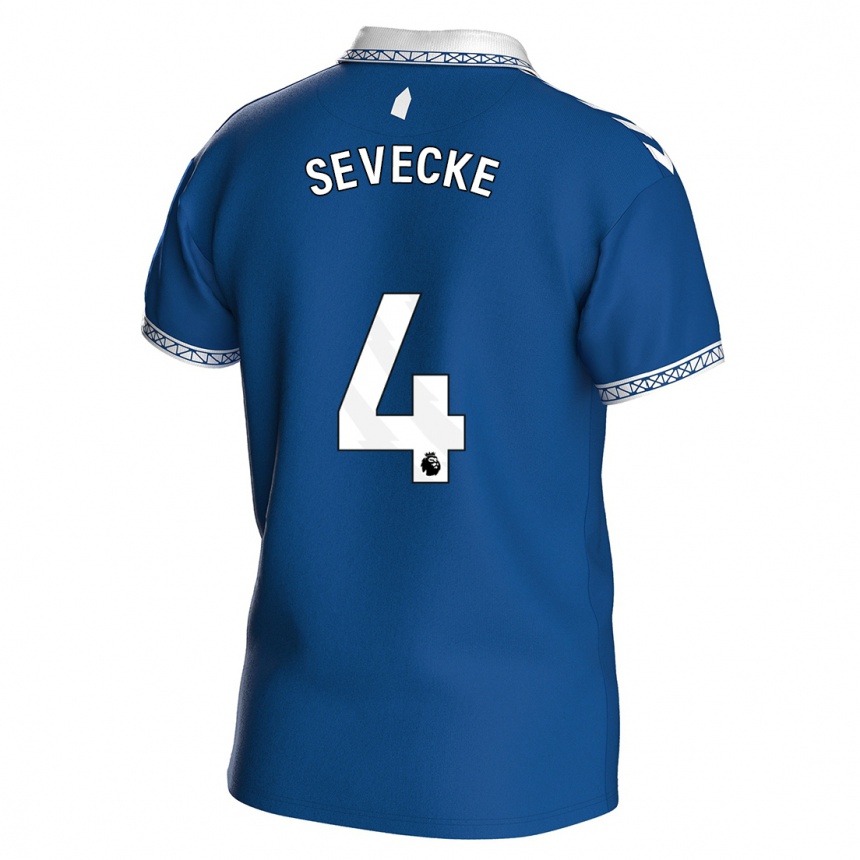 Hombre Fútbol Camiseta Rikke Sevecke #4 Azul Real 1ª Equipación 2023/24
