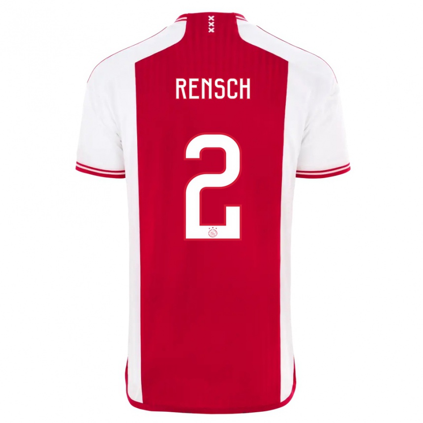 Hombre Fútbol Camiseta Devyne Rensch #2 Rojo Blanco 1ª Equipación 2023/24