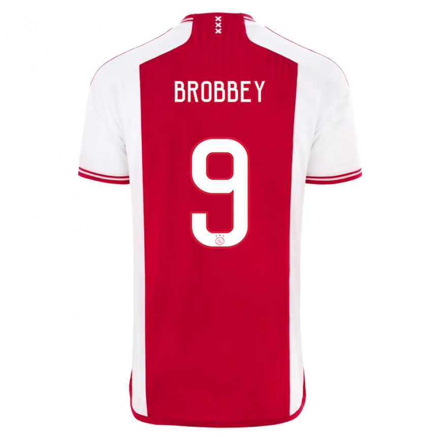 Hombre Fútbol Camiseta Brian Brobbey #9 Rojo Blanco 1ª Equipación 2023/24