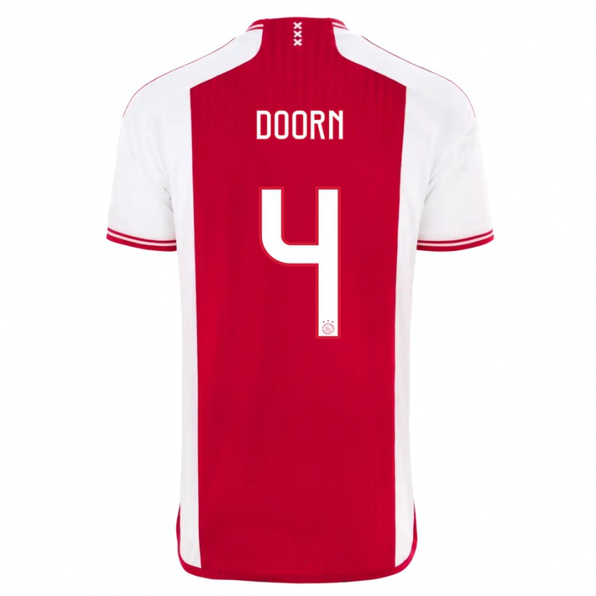 Hombre Fútbol Camiseta Lisa Doorn #4 Rojo Blanco 1ª Equipación 2023/24