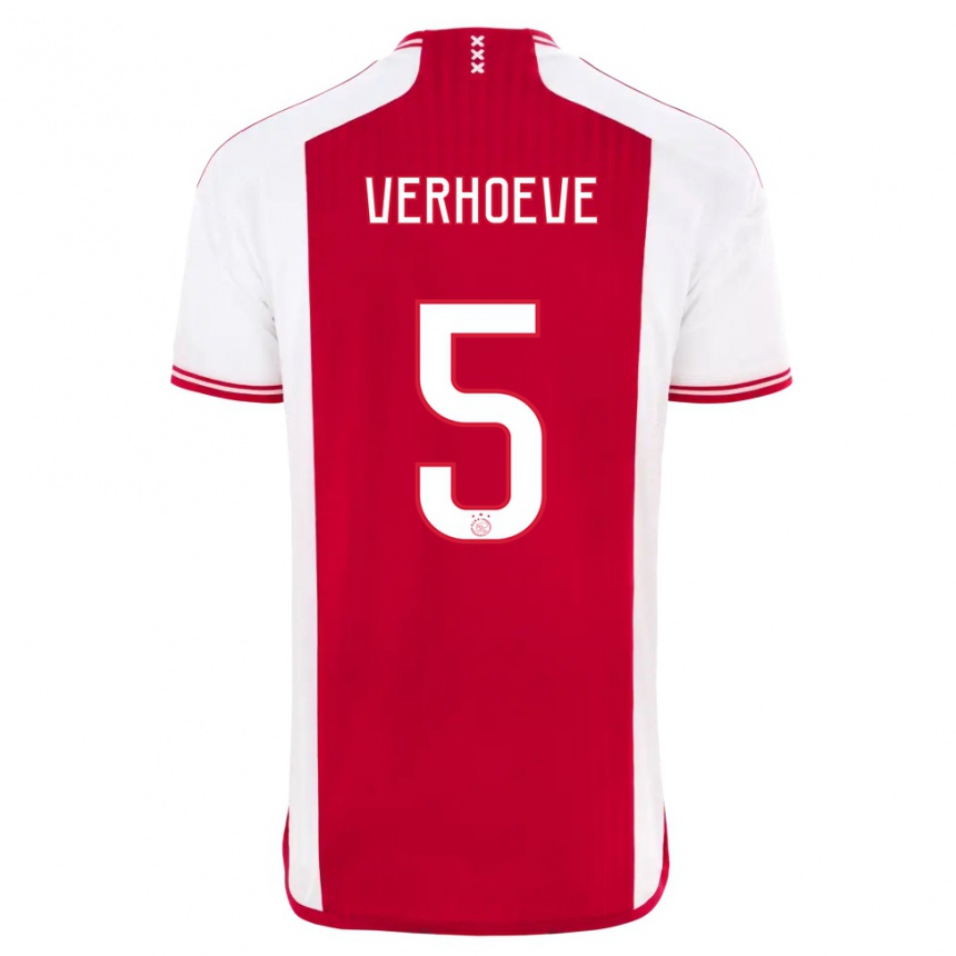 Hombre Fútbol Camiseta Soraya Verhoeve #5 Rojo Blanco 1ª Equipación 2023/24