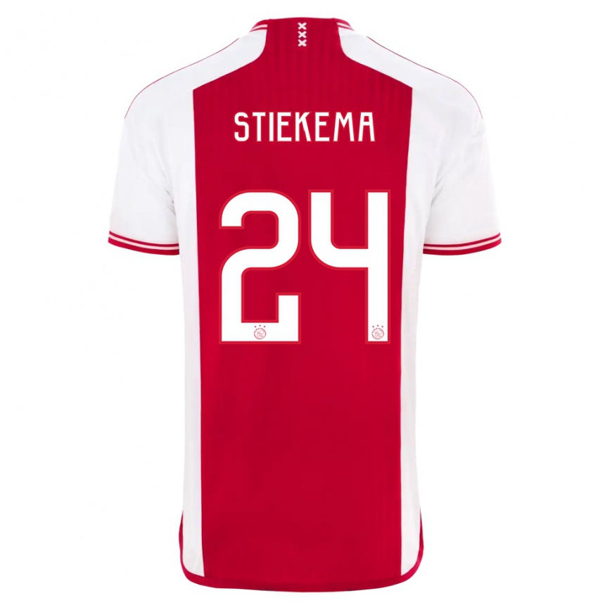 Hombre Fútbol Camiseta Iris Stiekema #24 Rojo Blanco 1ª Equipación 2023/24