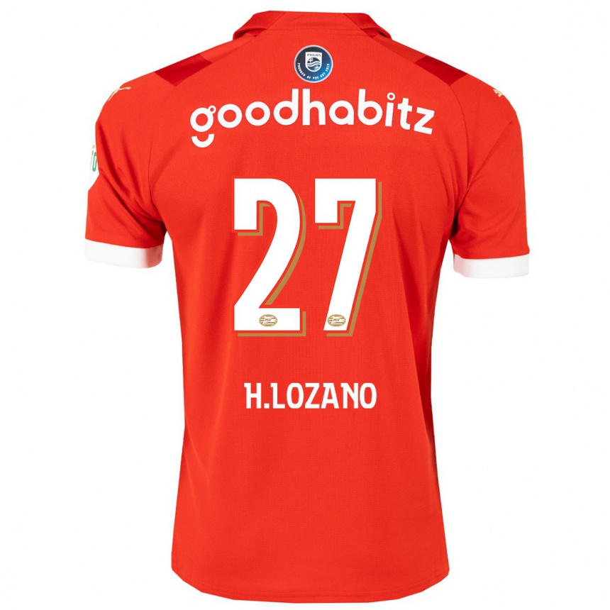 Hombre Fútbol Camiseta Hirving Lozano #27 Rojo 1ª Equipación 2023/24