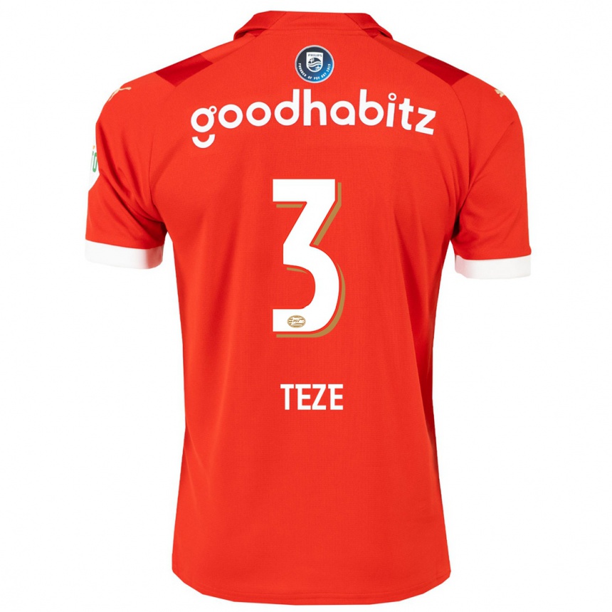 Hombre Fútbol Camiseta Jordan Teze #3 Rojo 1ª Equipación 2023/24