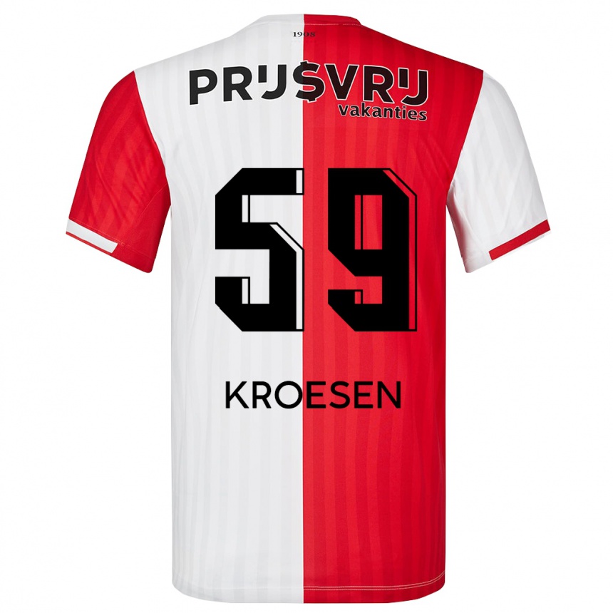 Hombre Fútbol Camiseta Jaimy Kroesen #59 Rojo Blanco 1ª Equipación 2023/24