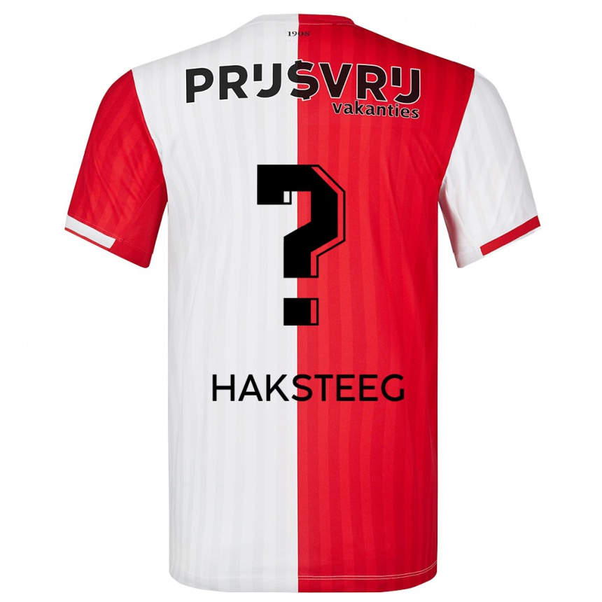 Hombre Fútbol Camiseta Tim Haksteeg #0 Rojo Blanco 1ª Equipación 2023/24