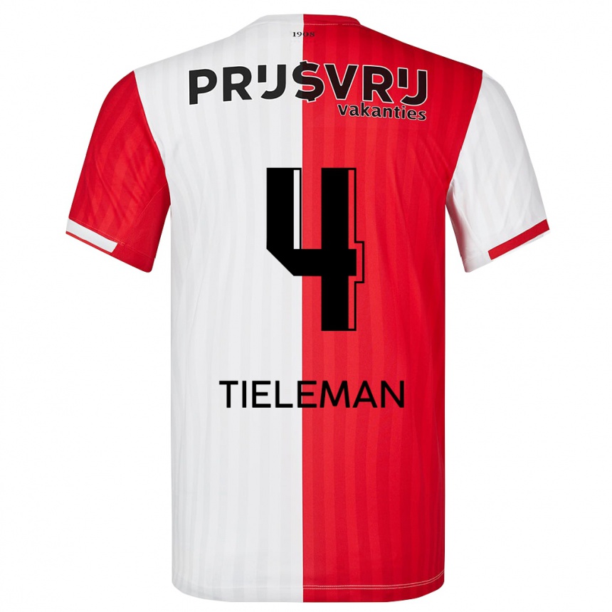 Hombre Fútbol Camiseta Jerry Tieleman #4 Rojo Blanco 1ª Equipación 2023/24