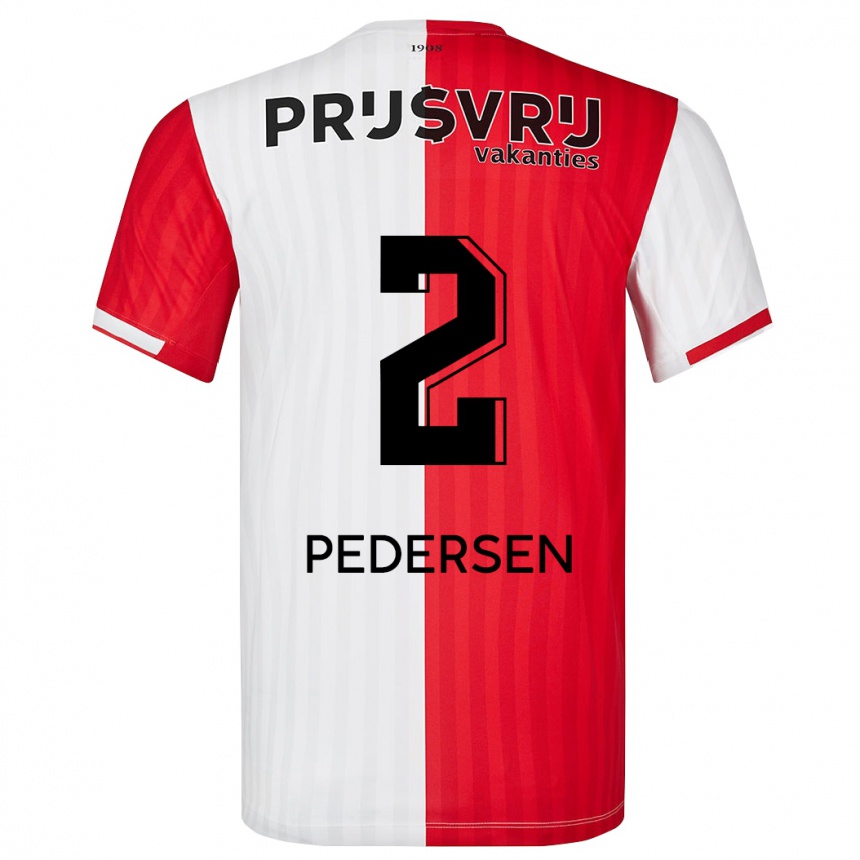 Hombre Fútbol Camiseta Marcus Pedersen #2 Rojo Blanco 1ª Equipación 2023/24