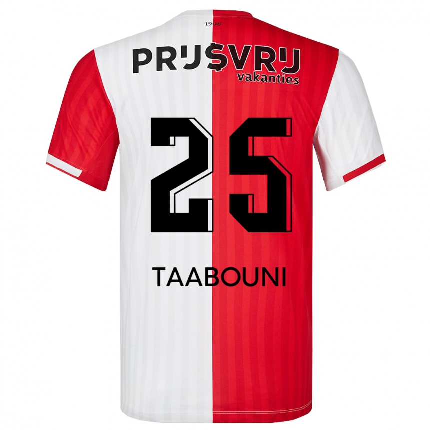 Hombre Fútbol Camiseta Mohamed Taabouni #25 Rojo Blanco 1ª Equipación 2023/24