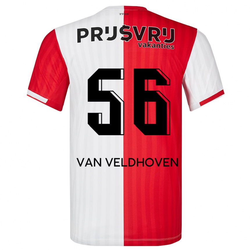 Hombre Fútbol Camiseta Kars Van Veldhoven #56 Rojo Blanco 1ª Equipación 2023/24