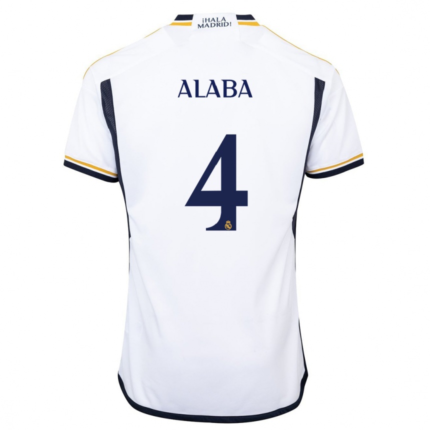 Hombre Fútbol Camiseta David Alaba #4 Blanco 1ª Equipación 2023/24