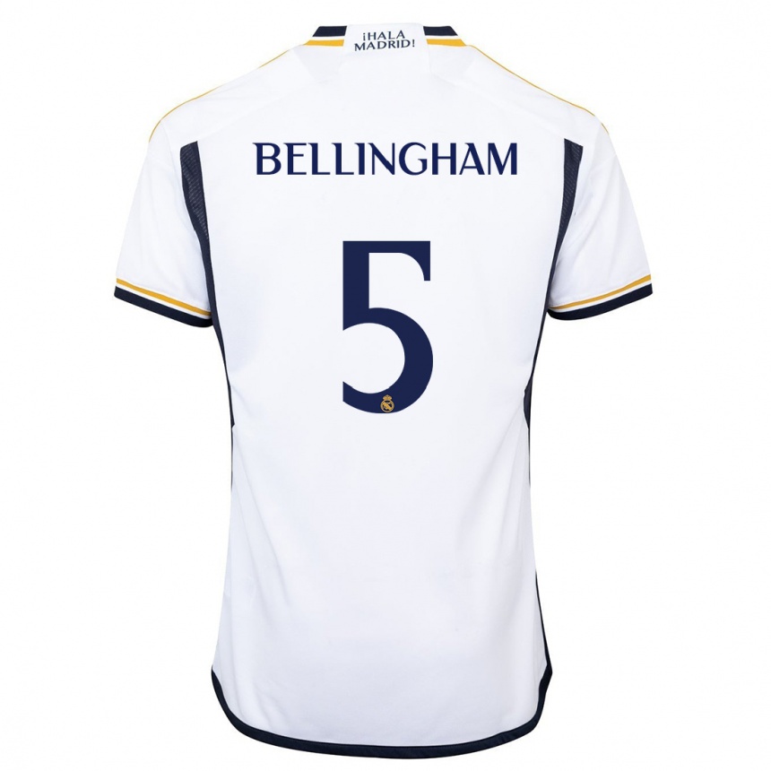 Hombre Fútbol Camiseta Jude Bellingham #5 Blanco 1ª Equipación 2023/24