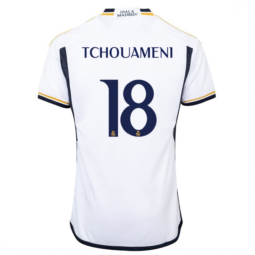 Hombre Fútbol Camiseta Aurelien Tchouameni #18 Blanco 1ª Equipación 2023/24