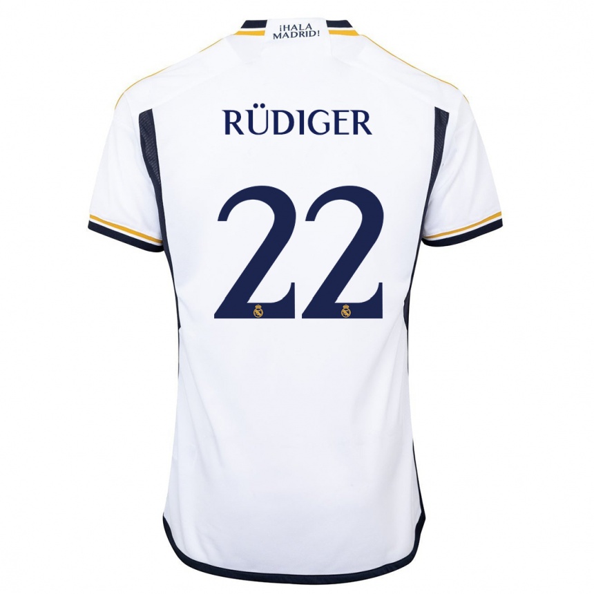 Hombre Fútbol Camiseta Antonio Rudiger #22 Blanco 1ª Equipación 2023/24