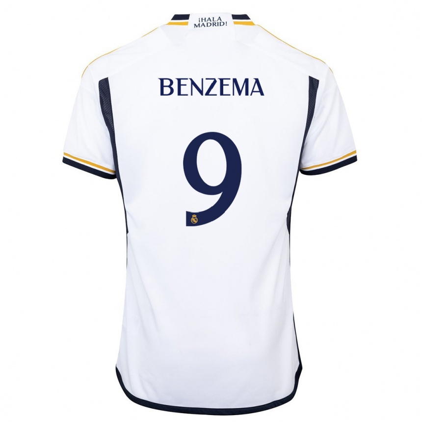 Hombre Fútbol Camiseta Karim Benzema #9 Blanco 1ª Equipación 2023/24