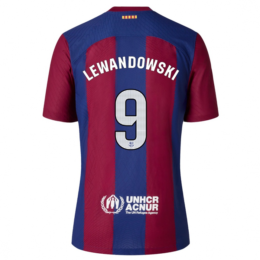 Hombre Fútbol Camiseta Robert Lewandowski #9 Rojo Azul 1ª Equipación 2023/24