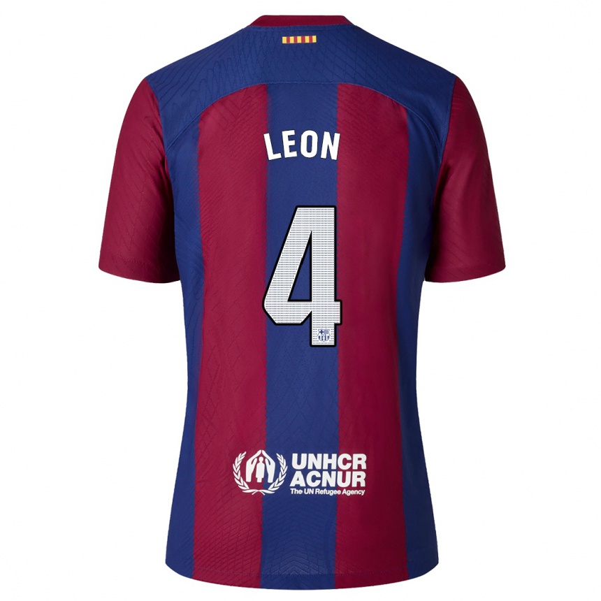 Hombre Fútbol Camiseta Maria Pilar Leon #4 Rojo Azul 1ª Equipación 2023/24