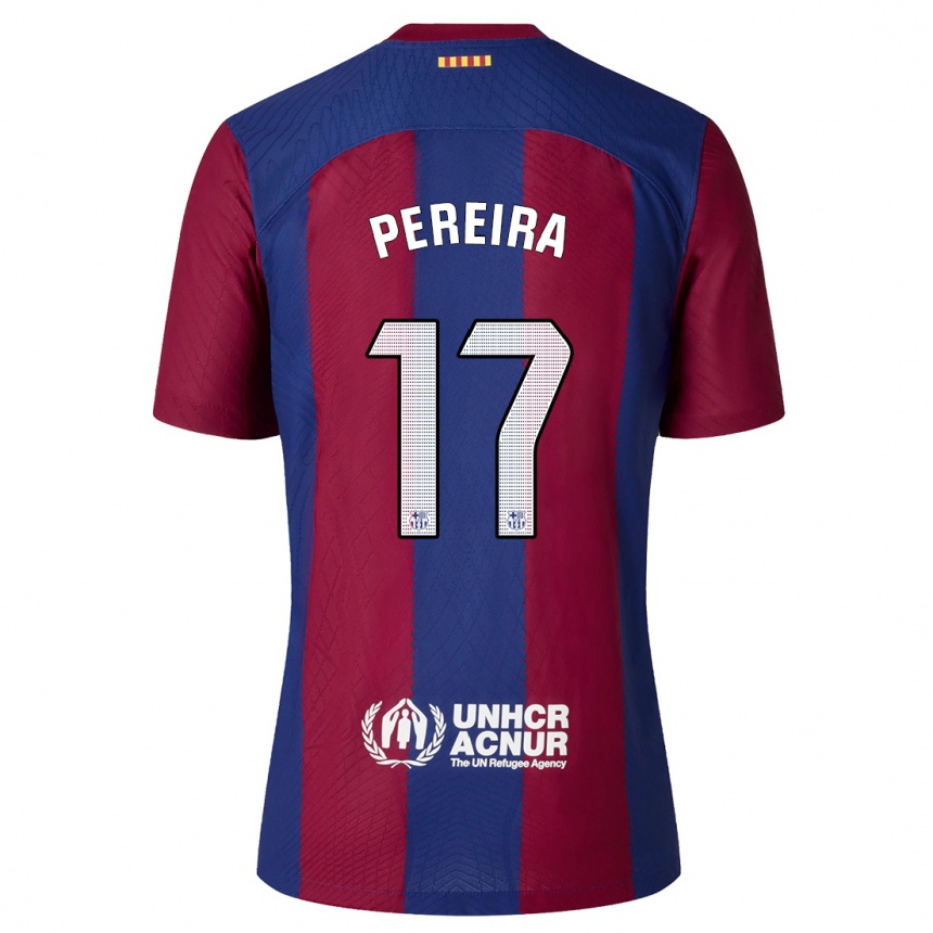 Hombre Fútbol Camiseta Andrea Pereira #17 Rojo Azul 1ª Equipación 2023/24