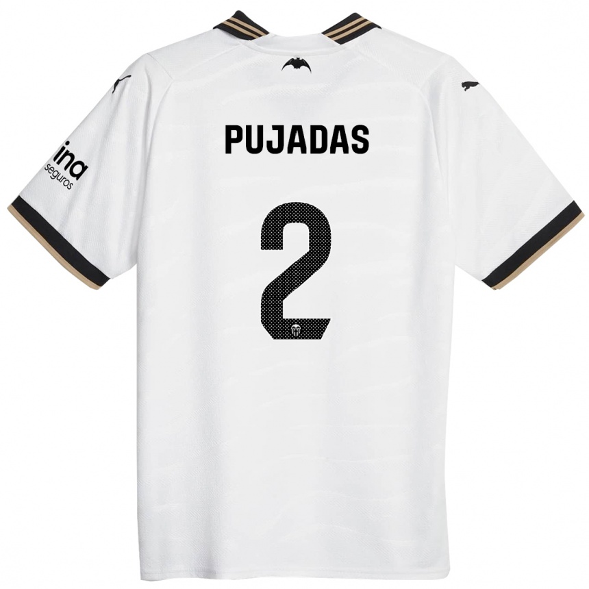 Hombre Fútbol Camiseta Berta Pujadas #2 Blanco 1ª Equipación 2023/24
