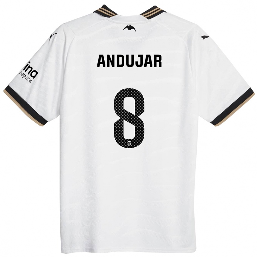 Hombre Fútbol Camiseta Candela Andujar #8 Blanco 1ª Equipación 2023/24