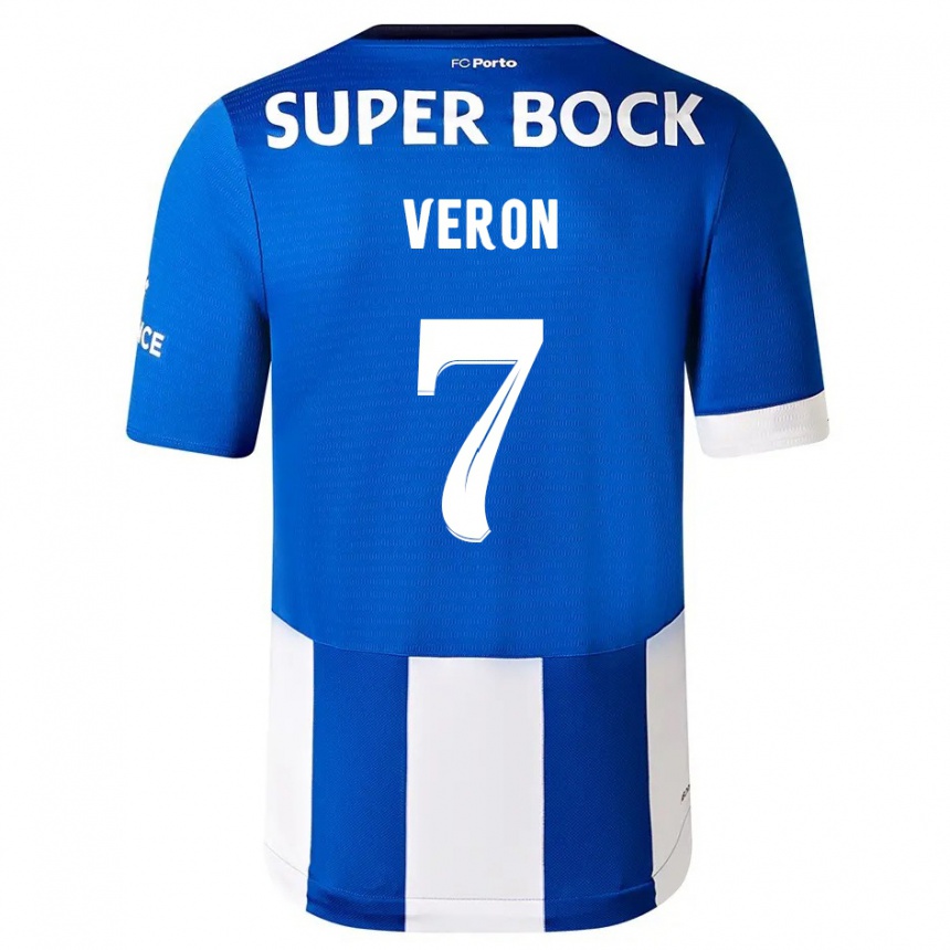 Hombre Fútbol Camiseta Gabriel Veron #7 Azul Blanco 1ª Equipación 2023/24