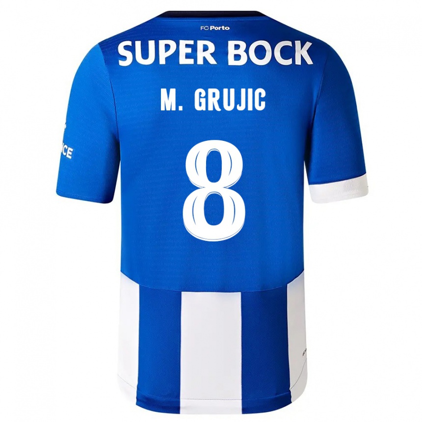 Hombre Fútbol Camiseta Marko Grujic #8 Azul Blanco 1ª Equipación 2023/24