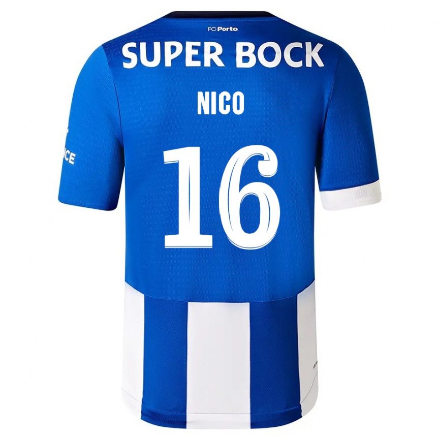 Hombre Fútbol Camiseta Nico Gonzalez #16 Azul Blanco 1ª Equipación 2023/24