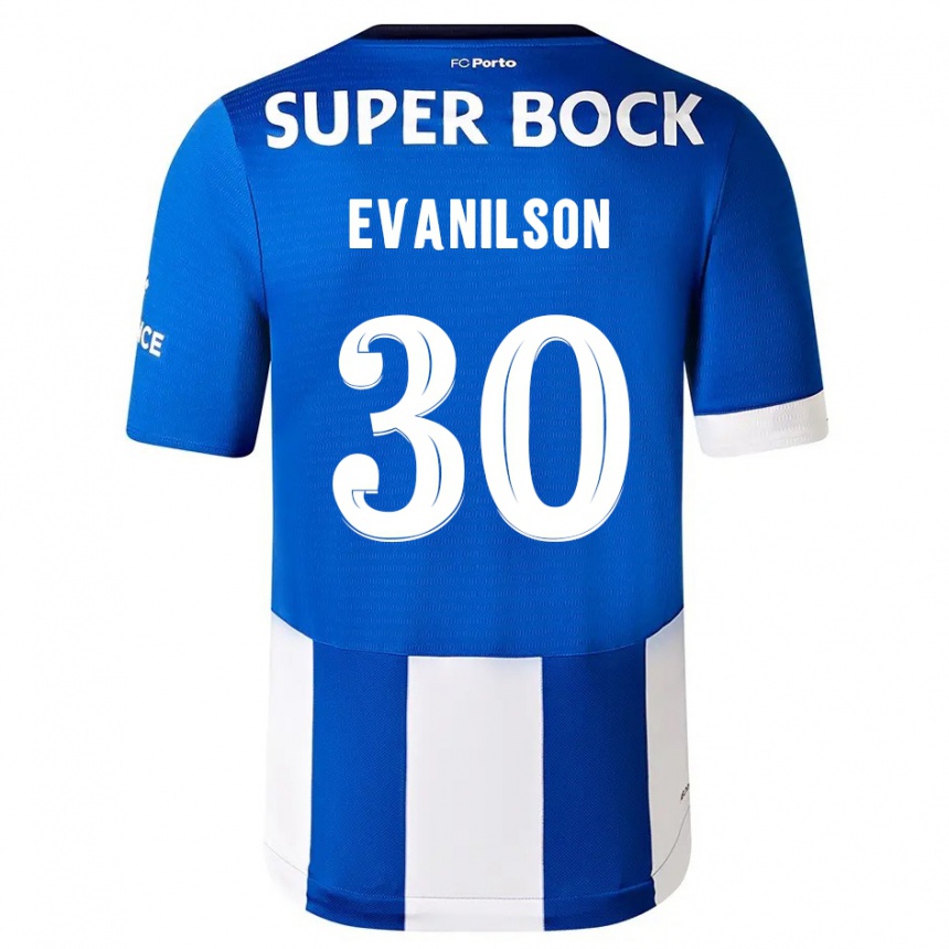 Hombre Fútbol Camiseta Evanilson #30 Azul Blanco 1ª Equipación 2023/24